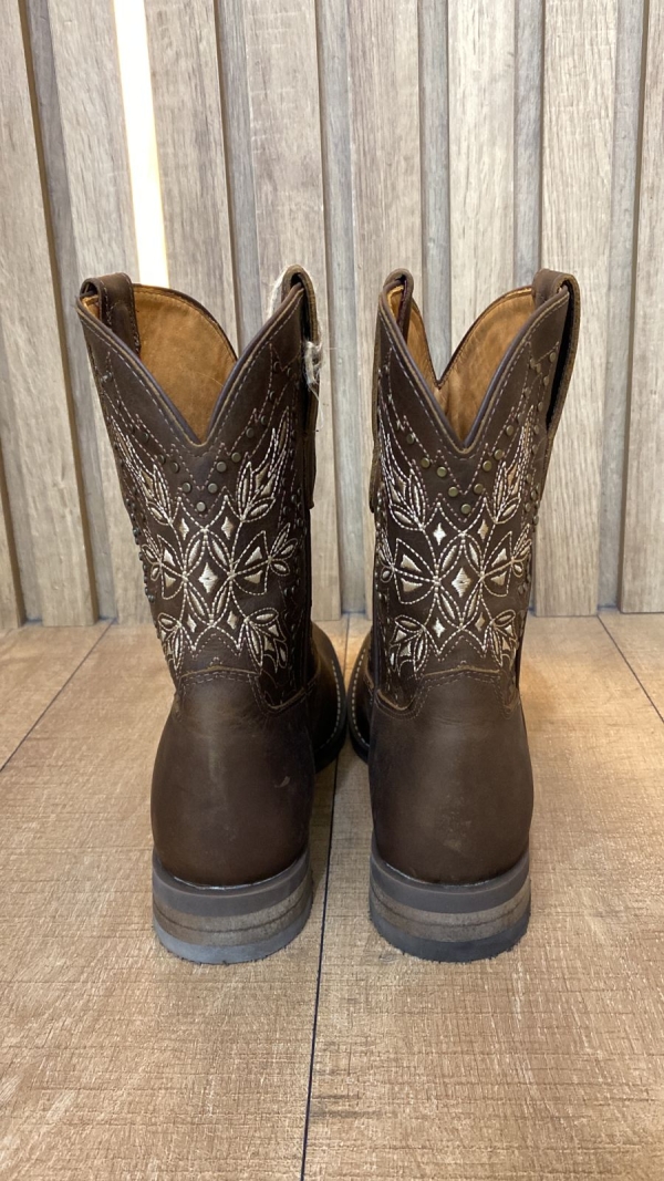 BOTA TEXANA FEMININA GOYAZES COURO DALLAS TABACO BICO QUADRADO FLEX - 243208-CF - Image 3